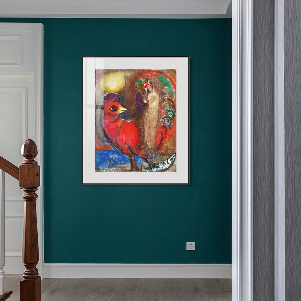 INVIN ART Mental Framed Canvas Giclee Print Art Dream on the bird by Marc Chagall Wall Art Living Room Home Office Decorations