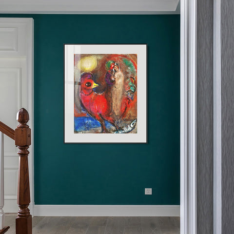 INVIN ART Mental Framed Canvas Giclee Print Art Dream on the bird by Marc Chagall Wall Art Living Room Home Office Decorations