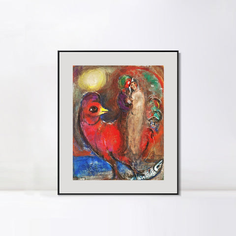 INVIN ART Mental Framed Canvas Giclee Print Art Dream on the bird by Marc Chagall Wall Art Living Room Home Office Decorations