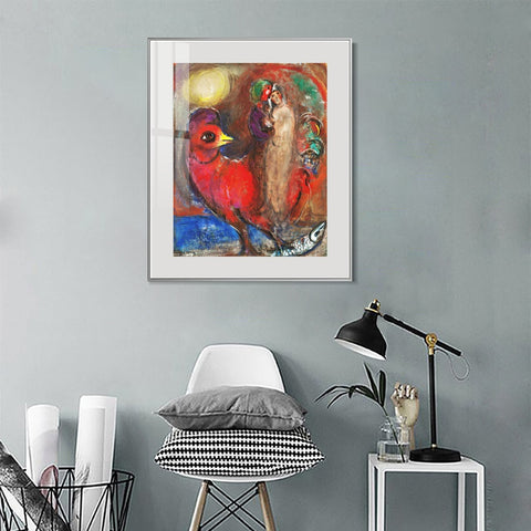 INVIN ART Mental Framed Canvas Giclee Print Art Dream on the bird by Marc Chagall Wall Art Living Room Home Office Decorations