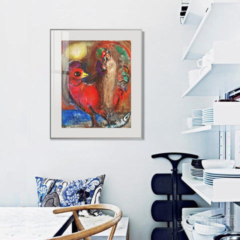 INVIN ART Mental Framed Canvas Giclee Print Art Dream on the bird by Marc Chagall Wall Art Living Room Home Office Decorations