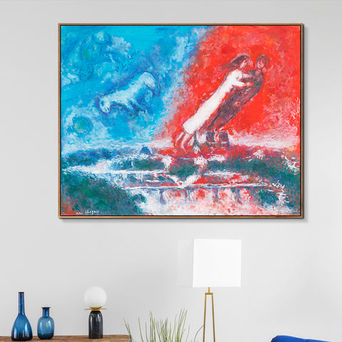 INVIN ART Framed Canvas Giclee Print Art Flying on the Road by Marc Chagall Wall Art Living Room Home Office Decorations