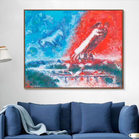 INVIN ART Framed Canvas Giclee Print Art Flying on the Road by Marc Chagall Wall Art Living Room Home Office Decorations