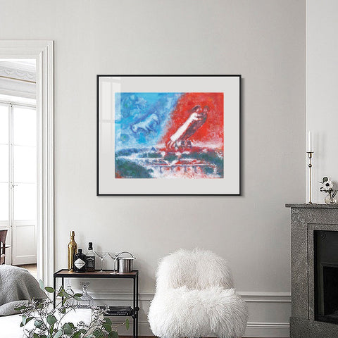 INVIN ART Mental Framed Canvas Giclee Print Art Flying on the road by Marc Chagall Wall Art Living Room Home Office Decorations