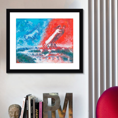 INVIN ART Framed Canvas Giclee Print Art Flying on the Road by Marc Chagall Wall Art Living Room Home Office Decorations