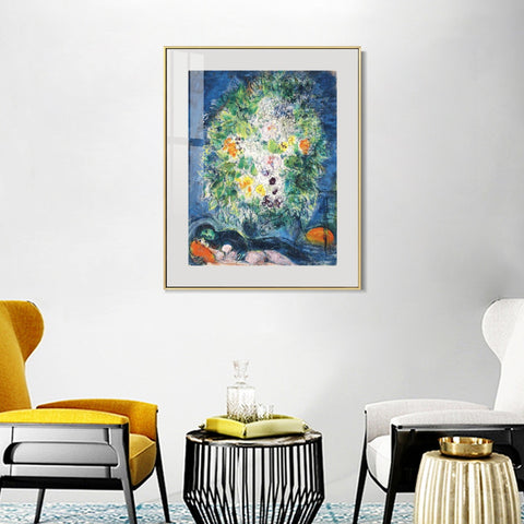 INVIN ART Mental Framed Canvas Giclee Print Art Flower 4 by Marc Chagall Wall Art Living Room Home Office Decorations