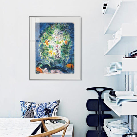 INVIN ART Mental Framed Canvas Giclee Print Art Flower 4 by Marc Chagall Wall Art Living Room Home Office Decorations