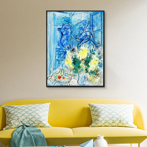 INVIN ART Framed Canvas Giclee Print Art Flying angel by Marc Chagall Wall Art Living Room Home Office Decorations