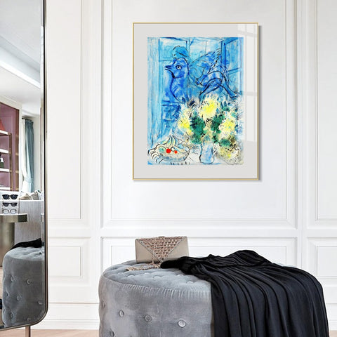 INVIN ART Mental Framed Canvas Giclee Print Art Flying angel by Marc Chagall Wall Art Living Room Home Office Decorations