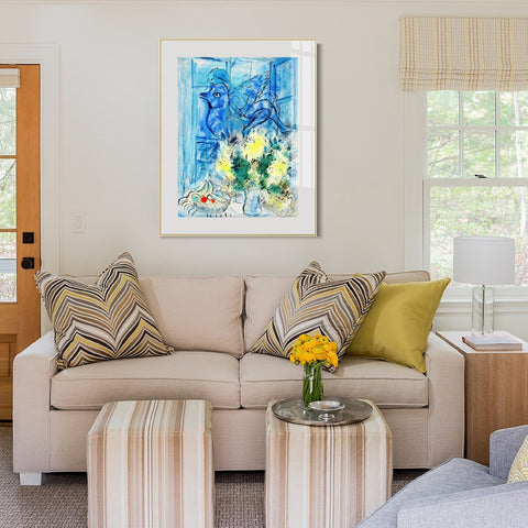 INVIN ART Mental Framed Canvas Giclee Print Art Flying angel by Marc Chagall Wall Art Living Room Home Office Decorations