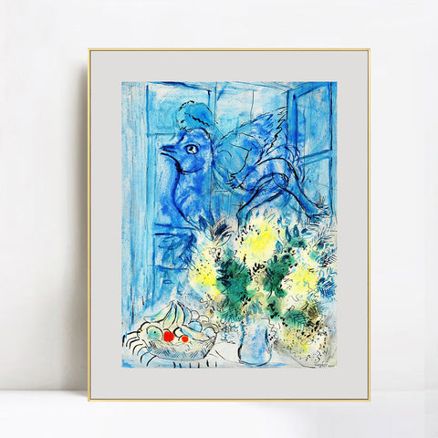 INVIN ART Mental Framed Canvas Giclee Print Art Flying angel by Marc Chagall Wall Art Living Room Home Office Decorations