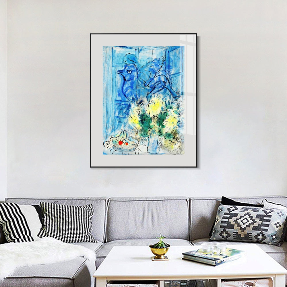 INVIN ART Mental Framed Canvas Giclee Print Art Flying angel by Marc Chagall Wall Art Living Room Home Office Decorations