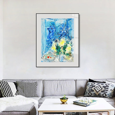 INVIN ART Mental Framed Canvas Giclee Print Art Flying angel by Marc Chagall Wall Art Living Room Home Office Decorations