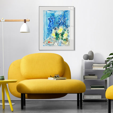 INVIN ART Mental Framed Canvas Giclee Print Art Flying angel by Marc Chagall Wall Art Living Room Home Office Decorations