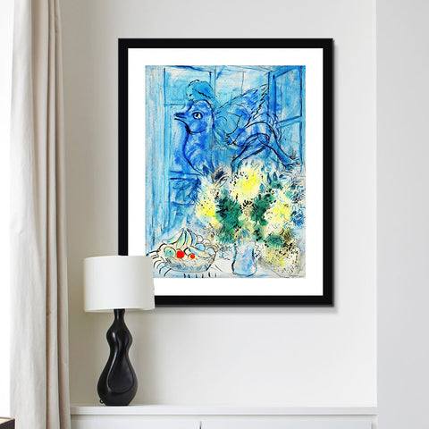 INVIN ART Framed Canvas Giclee Print Art Flying angel by Marc Chagall Wall Art Living Room Home Office Decorations