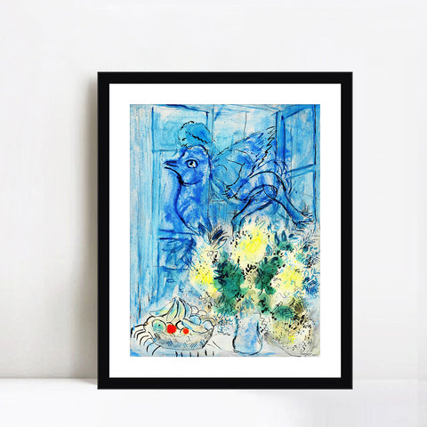 INVIN ART Framed Canvas Giclee Print Art Flying angel by Marc Chagall Wall Art Living Room Home Office Decorations