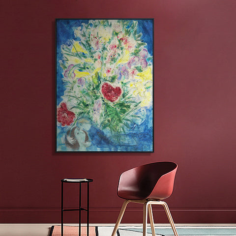 INVIN ART Framed Canvas Giclee Print Art Flower#5 by Marc Chagall Wall Art Living Room Home Office Decorations