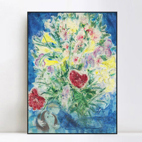 INVIN ART Framed Canvas Giclee Print Art Flower#5 by Marc Chagall Wall Art Living Room Home Office Decorations