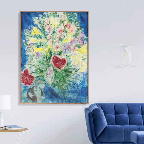 INVIN ART Framed Canvas Giclee Print Art Flower#5 by Marc Chagall Wall Art Living Room Home Office Decorations