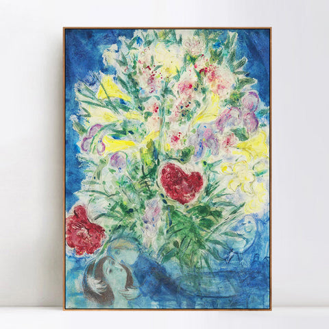 INVIN ART Framed Canvas Giclee Print Art Flower#5 by Marc Chagall Wall Art Living Room Home Office Decorations