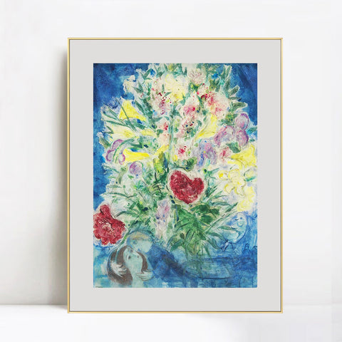 INVIN ART Mental Framed Canvas Giclee Print Art Flying angel by Marc Chagall Wall Art Living Room Home Office Decorations