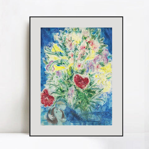 INVIN ART Mental Framed Canvas Giclee Print Art Flying angel by Marc Chagall Wall Art Living Room Home Office Decorations