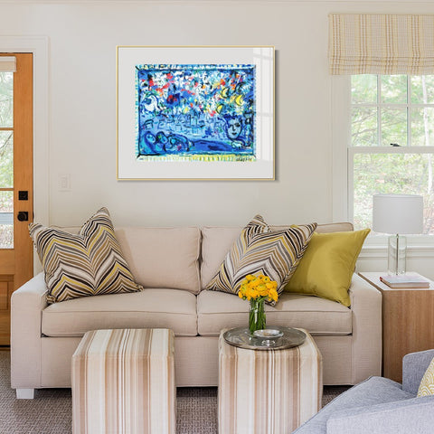 INVIN ART Mental Framed Canvas Giclee Print Art Flower23 by Marc Chagall Wall Art Living Room Home Office Decorations