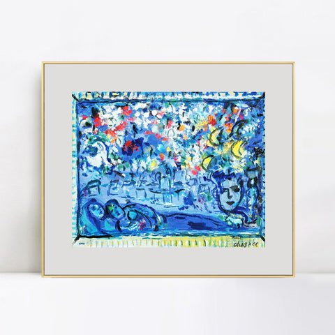 INVIN ART Mental Framed Canvas Giclee Print Art Flower23 by Marc Chagall Wall Art Living Room Home Office Decorations