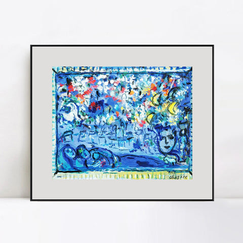 INVIN ART Mental Framed Canvas Giclee Print Art Flower23 by Marc Chagall Wall Art Living Room Home Office Decorations