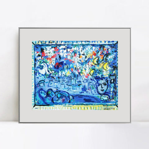 INVIN ART Mental Framed Canvas Giclee Print Art Flower23 by Marc Chagall Wall Art Living Room Home Office Decorations