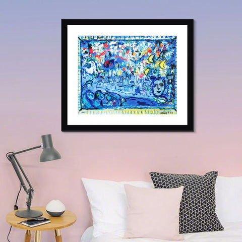 INVIN ART Framed Canvas Giclee Print Art Flower#23 by Marc Chagall Wall Art Living Room Home Office Decorations