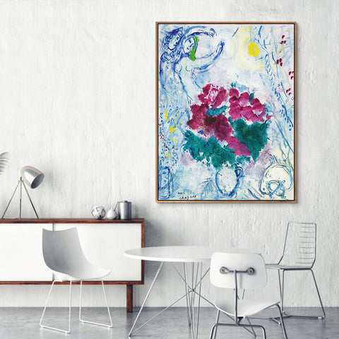 INVIN ART Framed Canvas Giclee Print Art Flower#23 by Marc Chagall Wall Art Living Room Home Office Decorations