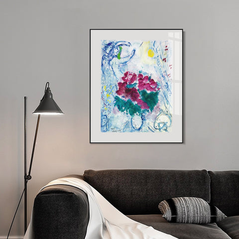 INVIN ART Mental Framed Canvas Giclee Print Art Flower 7 by Marc Chagall Wall Art Living Room Home Office Decorations