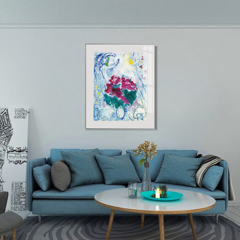 INVIN ART Mental Framed Canvas Giclee Print Art Flower 7 by Marc Chagall Wall Art Living Room Home Office Decorations