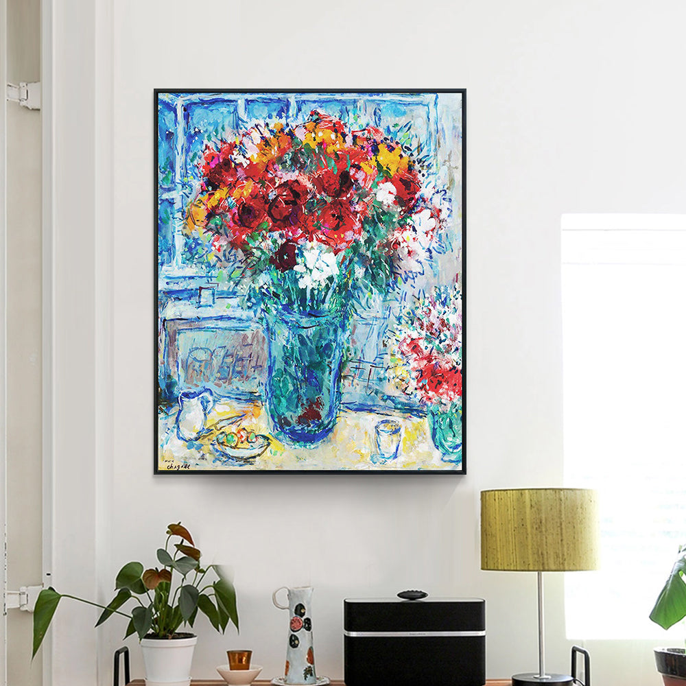 INVIN ART Framed Canvas Giclee Print Art Flower#47 by Marc Chagall Wall Art Living Room Home Office Decorations