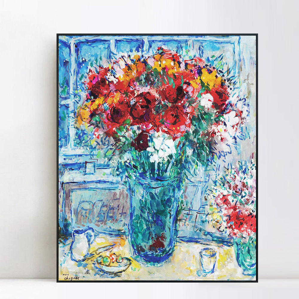 INVIN ART Framed Canvas Giclee Print Art Flower#47 by Marc Chagall Wall Art Living Room Home Office Decorations
