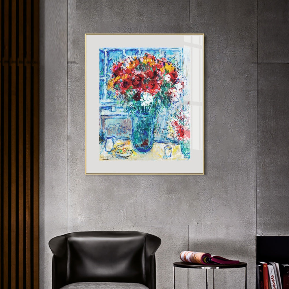 INVIN ART Mental Framed Canvas Giclee Print Art Flower 8 by Marc Chagall Wall Art Living Room Home Office Decorations