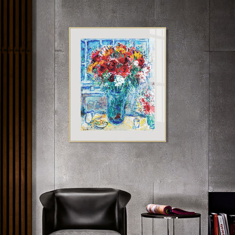 INVIN ART Mental Framed Canvas Giclee Print Art Flower 8 by Marc Chagall Wall Art Living Room Home Office Decorations