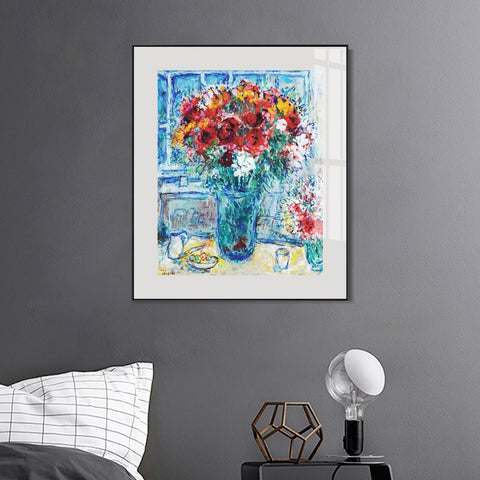 INVIN ART Mental Framed Canvas Giclee Print Art Flower 8 by Marc Chagall Wall Art Living Room Home Office Decorations