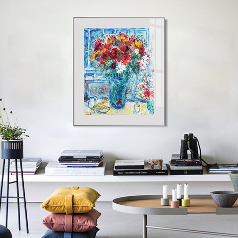 INVIN ART Mental Framed Canvas Giclee Print Art Flower 8 by Marc Chagall Wall Art Living Room Home Office Decorations