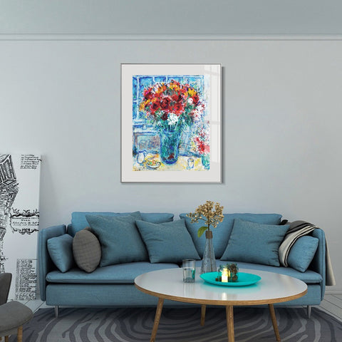 INVIN ART Mental Framed Canvas Giclee Print Art Flower 8 by Marc Chagall Wall Art Living Room Home Office Decorations