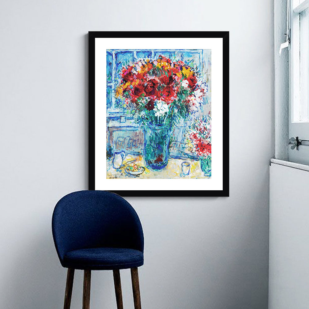 INVIN ART Framed Canvas Giclee Print Art Flower#47 by Marc Chagall Wall Art Living Room Home Office Decorations