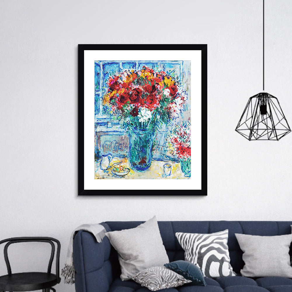 INVIN ART Framed Canvas Giclee Print Art Flower#47 by Marc Chagall Wall Art Living Room Home Office Decorations