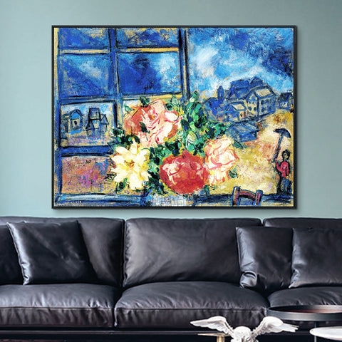 INVIN ART Framed Canvas Giclee Print Art Flower#13 by Marc Chagall Wall Art Living Room Home Office Decorations