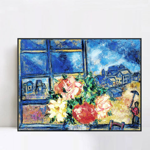 INVIN ART Framed Canvas Giclee Print Art Flower#13 by Marc Chagall Wall Art Living Room Home Office Decorations