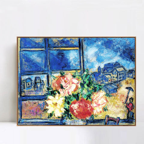 INVIN ART Framed Canvas Giclee Print Art Flower#13 by Marc Chagall Wall Art Living Room Home Office Decorations