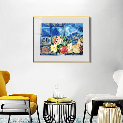 INVIN ART Mental Framed Canvas Giclee Print Art Flower 13 by Marc Chagall Wall Art Living Room Home Office Decorations