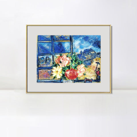 INVIN ART Mental Framed Canvas Giclee Print Art Flower 13 by Marc Chagall Wall Art Living Room Home Office Decorations