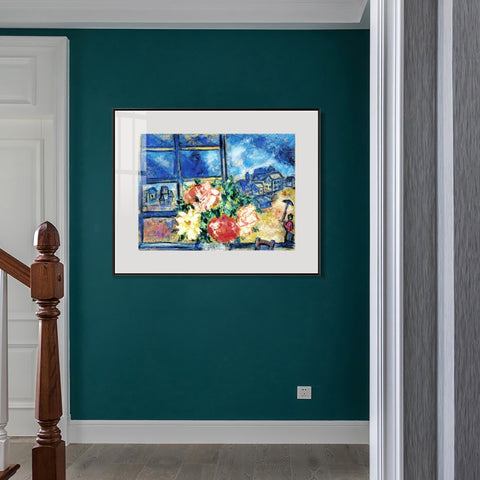 INVIN ART Mental Framed Canvas Giclee Print Art Flower 13 by Marc Chagall Wall Art Living Room Home Office Decorations