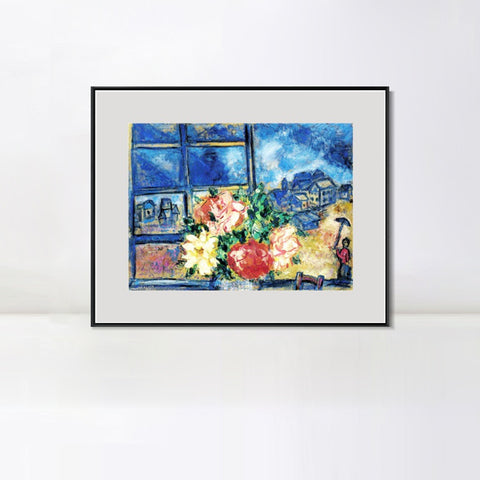 INVIN ART Mental Framed Canvas Giclee Print Art Flower 13 by Marc Chagall Wall Art Living Room Home Office Decorations